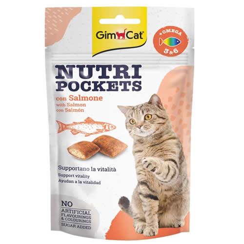 Gim Cat Nutripockets Somon Balıklı Omega 3 ve Omega 6 Kedi Ödülü 60gr